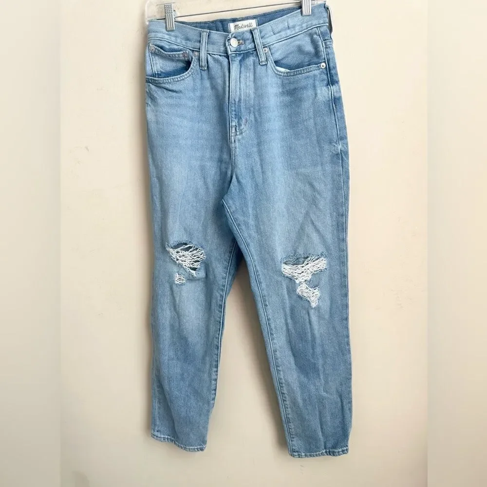 Madewell The Mon Jean Medium Wash Distressed Jeans 26